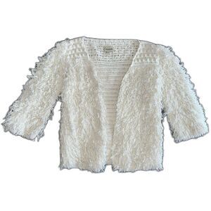 Anthropologie Cleobella Women's Shag White Cotton Cardigan Sweater Medium